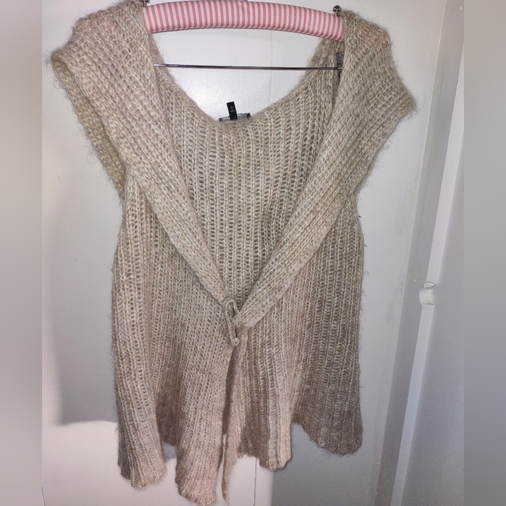Eileen Fisher Cream Sweater Vest with Hood